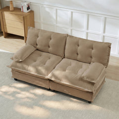 77 " Loveseat, Modern Sectional Couch, 2-Seats Sofa for Living Room Bedroom and Apartment, Comfy Cloud Couches in Lattice Decored Seat Cushion, Breathable Chenille Fabric, Light coffee