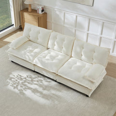 107" 3-Seater Cloud Sofa, Modular Sectional Couch, Modern Deep Seat Sofa for Living Room, Comfy Lattice Decored Seat Cushion, Breathable Chenille Fabric, Beige