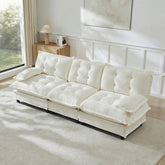 107" 3-Seater Cloud Sofa, Modular Sectional Couch, Modern Deep Seat Sofa for Living Room, Comfy Lattice Decored Seat Cushion, Breathable Chenille Fabric, Beige