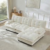 107" 3-Seater Cloud Sofa, Modular Sectional Couch, Modern Deep Seat Sofa for Living Room, Comfy Lattice Decored Seat Cushion, Breathable Chenille Fabric, Beige