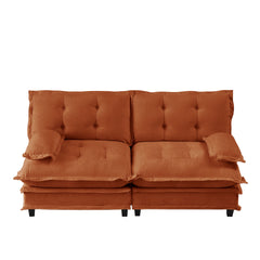 77 " Loveseat, Modern Sectional Couch, 2-Seats Sofa for Living Room Bedroom and Apartment, Comfy Cloud Couches in Lattice Decored Seat Cushion, Breathable Chenille Fabric, Orange