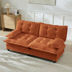 77 " Loveseat, Modern Sectional Couch, 2-Seats Sofa for Living Room Bedroom and Apartment, Comfy Cloud Couches in Lattice Decored Seat Cushion, Breathable Chenille Fabric, Orange
