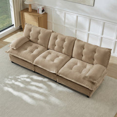 107" 3-Seater Cloud Sofa, Modular Sectional Couch, Modern Deep Seat Sofa for Living Room, Comfy Lattice Decored Seat Cushion, Breathable Chenille Fabric, Light coffee