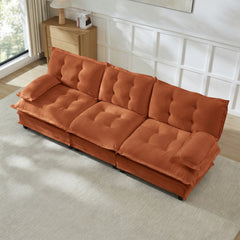 107" 3-Seater Cloud Sofa, Modular Sectional Couch, Modern Deep Seat Sofa for Living Room, Comfy Lattice Decored Seat Cushion, Breathable Chenille Fabric, Orange