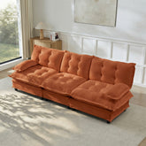 107" 3-Seater Cloud Sofa, Modular Sectional Couch, Modern Deep Seat Sofa for Living Room, Comfy Lattice Decored Seat Cushion, Breathable Chenille Fabric, Orange