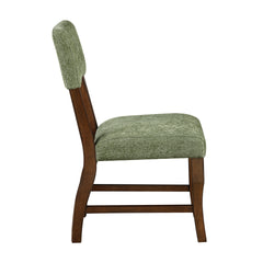 Contemporary Dining Side Chairs Set of 2 Durable Olive Green Chenille Fabric Upholstered Comfort Seat Back Wooden Furniture