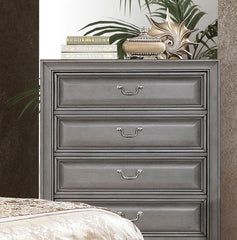 Transitional Style Gray Finish 1pc Chest English Dovetail Drawers Hanging Pulls Bedroom Furniture
