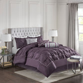 7 Piece Tufted Comforter Set Plum King