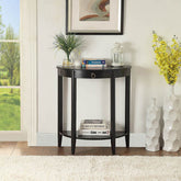 Black Console Table with Bottom Shelf