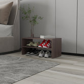 Norris shoe rack in melamine with 2 shelves,Gray Walnut