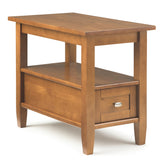 Warm Shaker Solid Wood 14 inch Wide Transitional Narrow Side Table in Light Golden Brown