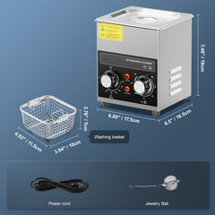 Professional Jewelry Cleaning Machine, 2L Jewelry Cleaner Ultrasonic Machine with Heater & Timer, Digital Ultrasonic Cleaner for Cleaning Denture Dental Oral Irrigator Parts Retainer Glasses