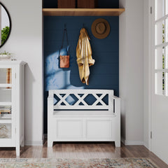 Amherst Solid Wood 36 inch Wide Transitional Entryway Storage Bench in White