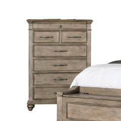 Transitional Style 1pc Chest Knob And Metal Handles 7-Drawers Bun Feet Ball Bearing Glides Aged Oak Finish Bedroom Furniture