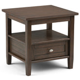 Warm Shaker Solid Wood 20 inch Wide Transitional End Table in Farmhouse Brown
