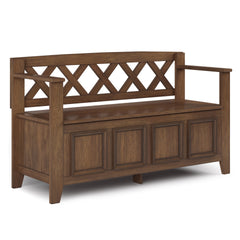 Amherst Solid Wood Entryway Storage Bench in Rustic Natural Aged Brown