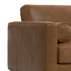 Morrison 42 inch Wide Mid-Century Modern Arm Chair in Caramel Brown Genuine Leather