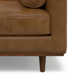 Morrison 42 inch Wide Mid-Century Modern Arm Chair in Caramel Brown Genuine Leather