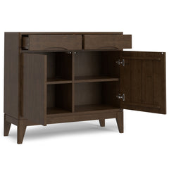 Harper 40 inch Wide Solid Wood Entryway Storage Cabinet in Walnut Brown