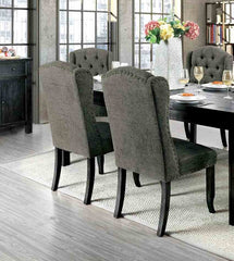 Rustic Style 2pc Side Chair Button Tufted Nailhead Trim Wing Back Antique Black And Gray Finish Dining Room