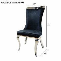 Glam Style 2pc Side Chair Black Finish Silver Legs Tiger Printed Upholstered Seat Dining Room