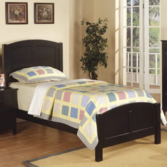 Black Color 1pc Full Size Bed Youth Bedroom Furniture Unique Arch Design Headboard Footboard Rubberwood