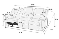 Modern 2pc Living Room Set 1x Sofa 1x Recliner Black Finish Cushion Backrest Pillow Armrest Primary Living Room Furniture