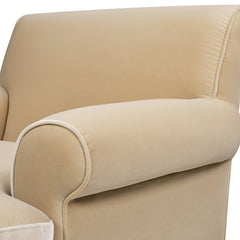 Alana 38" Lawson Accent Arm Chair Metal Casters, Fawn Brown Performance Velvet
