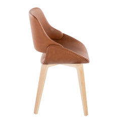 Fabrico Mid-Century Modern Accent/Dining Chair in Natural Wood and Camel Faux Leather by LumiSource - Set of 2