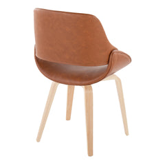 Fabrico Mid-Century Modern Accent/Dining Chair in Natural Wood and Camel Faux Leather by LumiSource - Set of 2