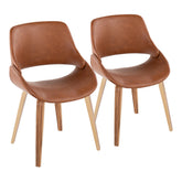 Fabrico Mid-Century Modern Accent/Dining Chair in Zebra Wood and Camel Faux Leather by LumiSource - Set of 2