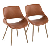 Fabrico Contemporary Accent Chair in Antique Copper Metal and Camel Faux Leather by LumiSource - Set of 2