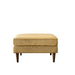 Amber Square Upholstered Ottoman (Yellow Velvet)
