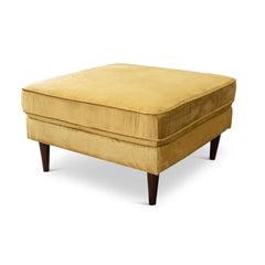 Amber Square Upholstered Ottoman (Yellow Velvet)