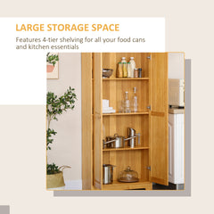 HOMCOM 67" Pinewood Kitchen Pantry Storage Cabinet, Freestanding Cabinets with Doors and Shelf Adjustability, Soft-Close Mechanism, Living Room & Dining Room Furniture, Brown