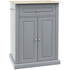 HOMCOM Rolling Kitchen Island Cart, Portable Serving Trolley Table with Drawer, Adjustable Shelf and 2 Towel Racks, Grey