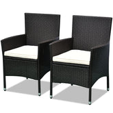 Outsunny 2 PCS Rattan Wicker Dining Chairs with Cushions and Anti-Slip Foot, Patio Stackable Chairs Set for Backyard, Garden, Lawn, Dark Coffee