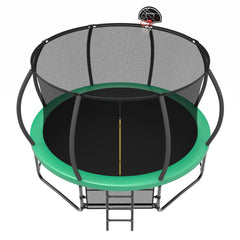 14FT Trampoline with Enclosure - Recreational Trampolines with Ladder and AntiRust Coating, ASTM Approval Outdoor Trampoline for Kids