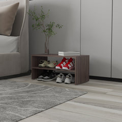 Gray Walnut Shoe Rack with 2 Shelves