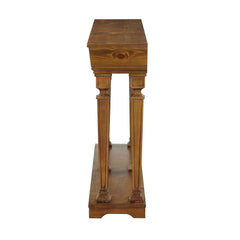 Oak Console Table with Bottom Shelf