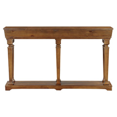 Oak Console Table with Bottom Shelf