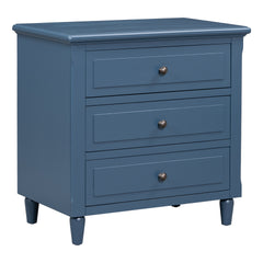 U_STYLE 28''Pine Wood Nightstand with 3 Drawers and Smooth Gliding Rails ,Simple Bedside Cabinet with Metal handle, Minimalist Sofa Side Table with rubber legs for Bedroom Sofa Couch Office