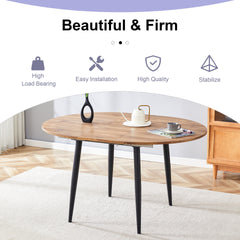 Table and chair set.Modern Extendable Wood MDF Dining Table.The table has a telescopic design, suitable for gatherings of different size.Paired with 6 chairs with PU cushions and black metal legs.