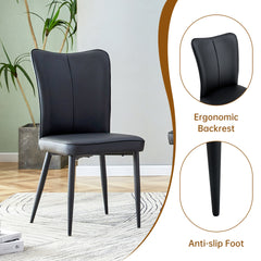 Table and chair set.Modern Extendable Wood MDF Dining Table.Suitable for gatherings of different size.Paried with 6 Black PU chairs with a vertical stripe design on the backrest and black metal legs.