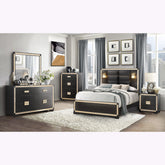 LIVELY BLACK/GOLD QUEEN BEDROOM SET