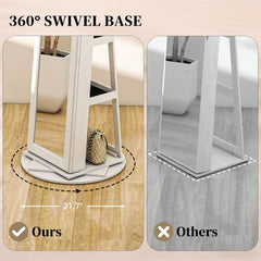 Lockable Jewelry Cabinet Mirror,360° Swivel Full-Length Mirror,with Storage Shelves