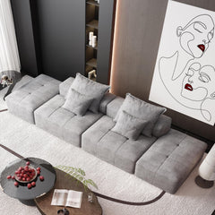 Modern Oversized Modular Sectional Sofa with 2 Ottoman and 2 seat,Sparkling Chenille Fabric Soft Cushion Sofa with 4 Pillows,4 PCS DIY Combination Tufted Sofa,No Assembly Required,GREY