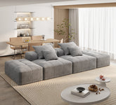 Modern Oversized Modular Sectional Sofa with 2 Ottoman and 2 seat,Sparkling Chenille Fabric Soft Cushion Sofa with 4 Pillows,4 PCS DIY Combination Tufted Sofa,No Assembly Required,GREY