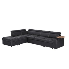Black Fabric Sectional Sofa with Storage Ottoman