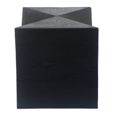14.25" Black Prismatic Symmetry Concrete Side Table with Smooth Wood Grain Texture and Modern Prismatic Shape – Weather-Resistant Accent for Patio, Garden, or Balcony